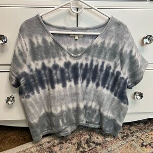 Madewell White Tie-Dye Scoop Neck Crop T-Shirt